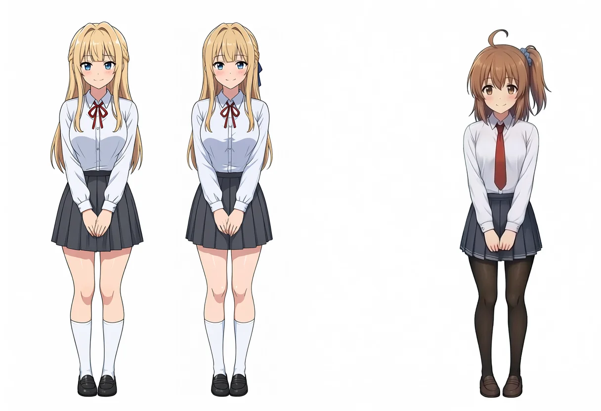 Aesthetic v1.1 side-by-side Kei and Kana full body, seed 300