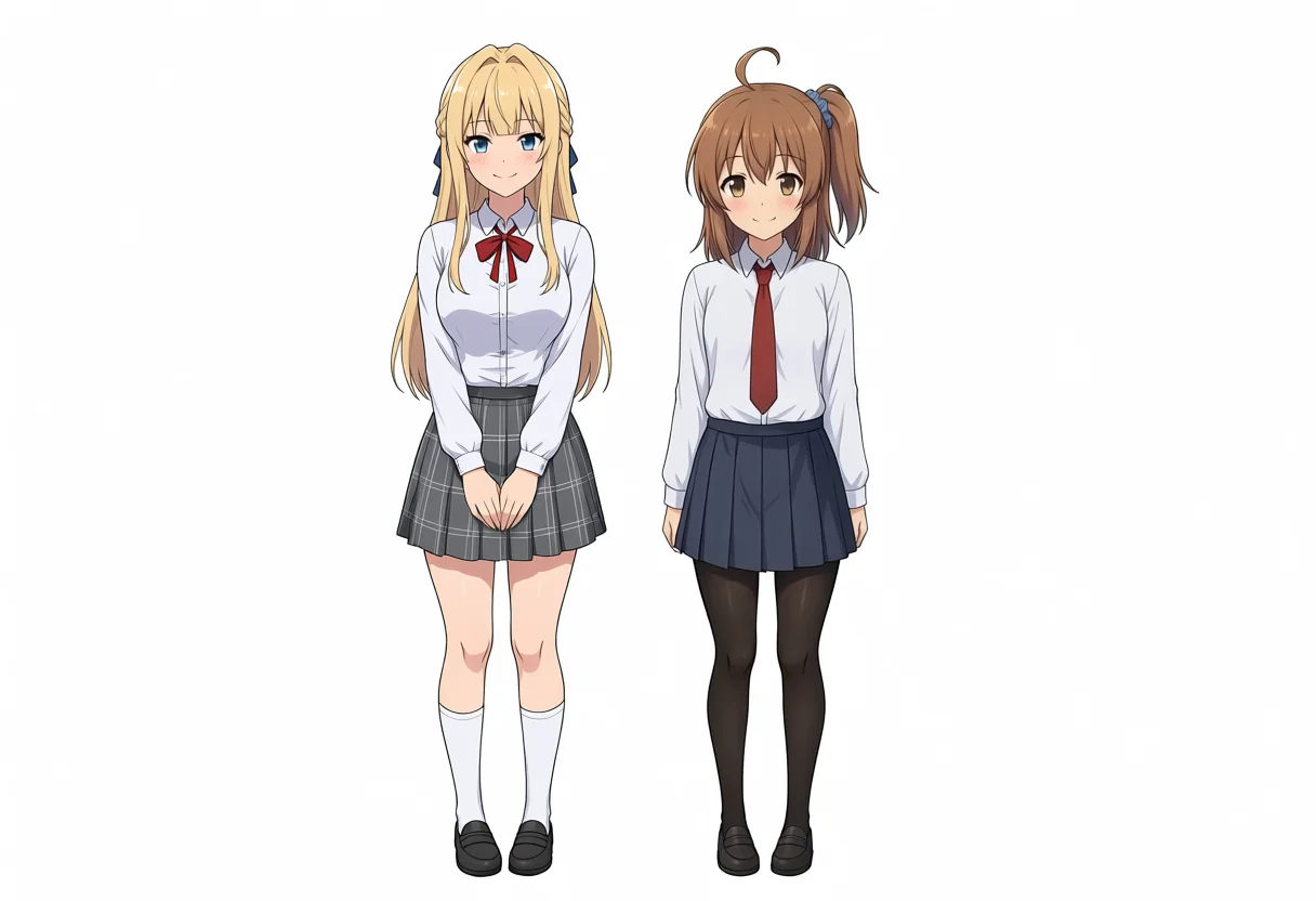 Aesthetic v1.1 side-by-side Kei and Kana full body, seed 42