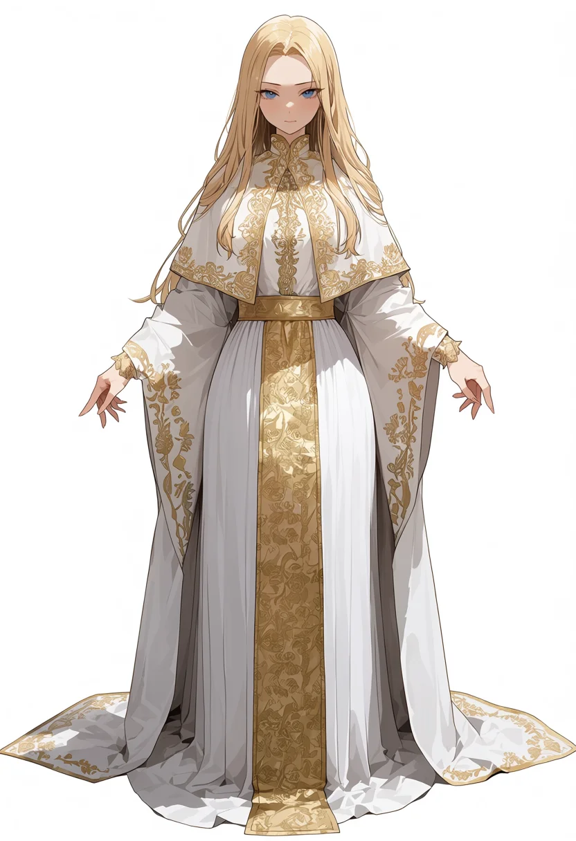 Aesthetic v1.1 full body standing in white robe, seed 42