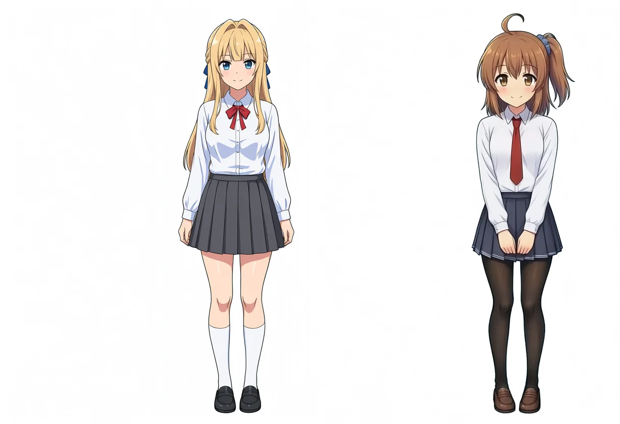 Base side-by-side Kei and Kana full body, seed 100