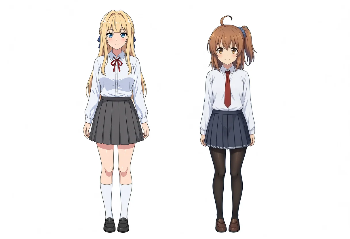 Base side-by-side Kei and Kana full body, seed 200