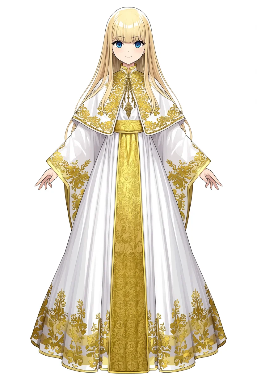 Base full body standing in white robe, seed 42