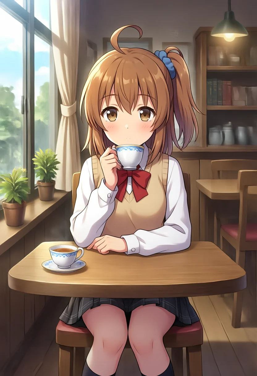 Base + Turbo LoRA Kana-chan in cafe, seed 42