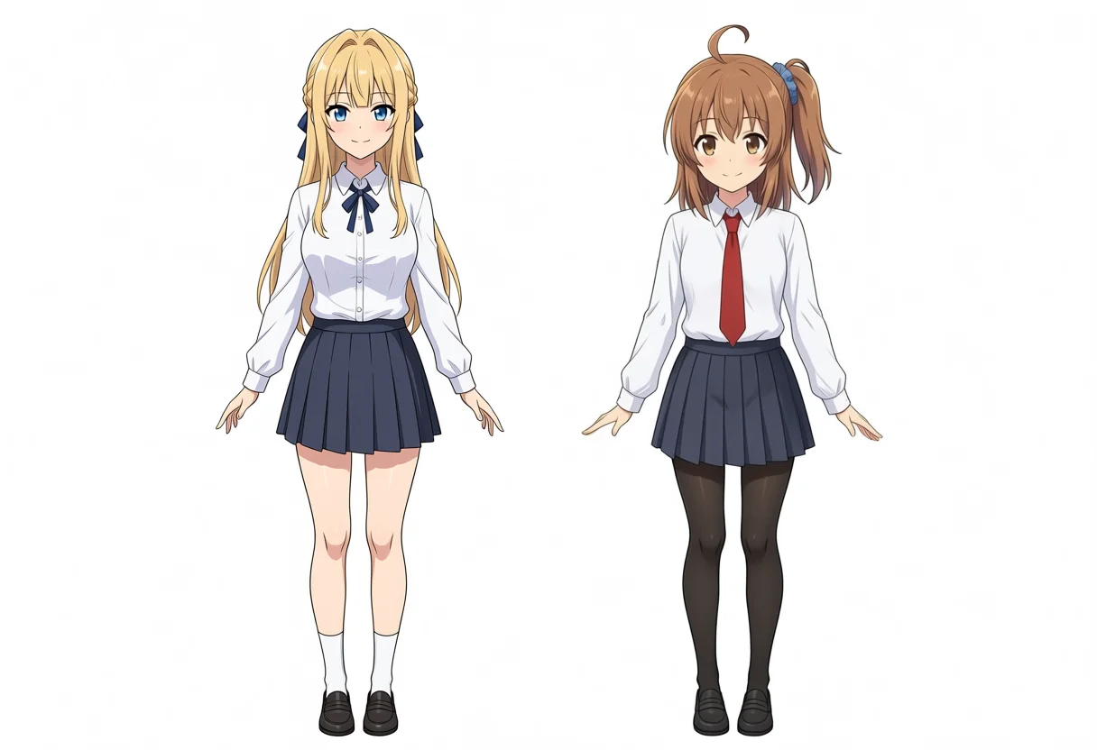 Turbo v1.0 side-by-side Kei and Kana full body, seed 100