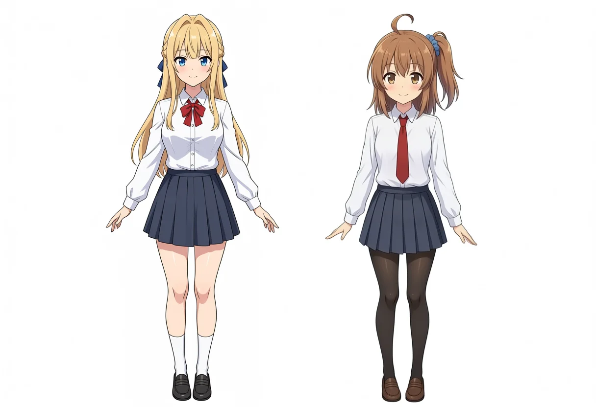 Turbo v1.0 side-by-side Kei and Kana full body, seed 300