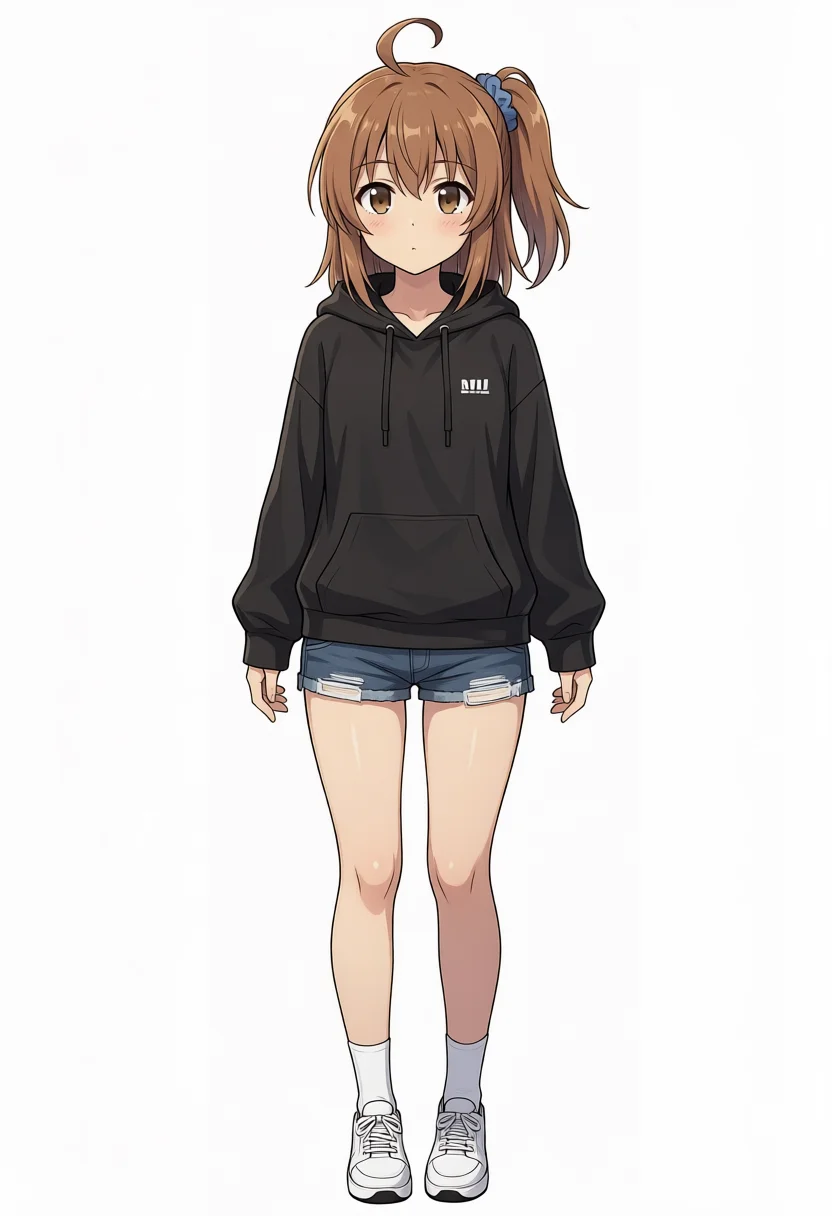 Turbo v1.1 Kana-chan in black hoodie and denim shorts, seed 100