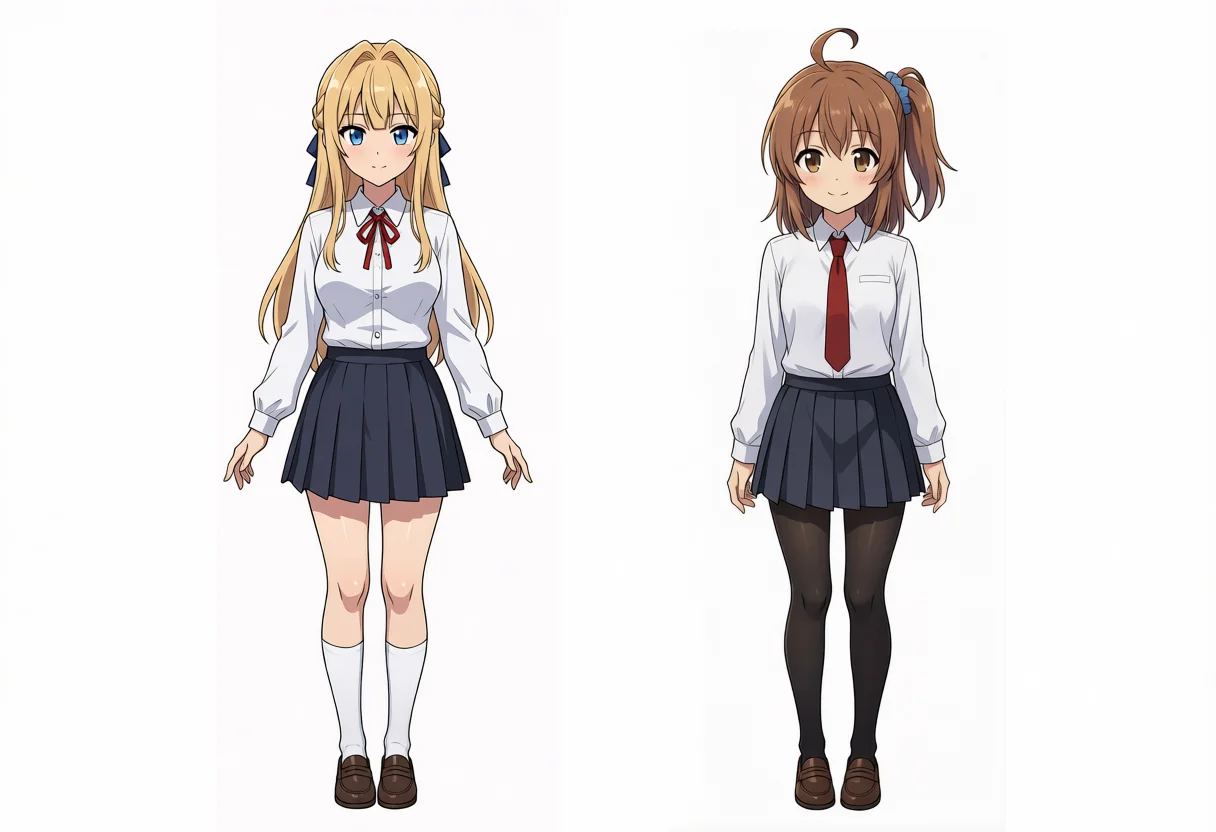 Turbo v1.1 side-by-side Kei and Kana full body, seed 200