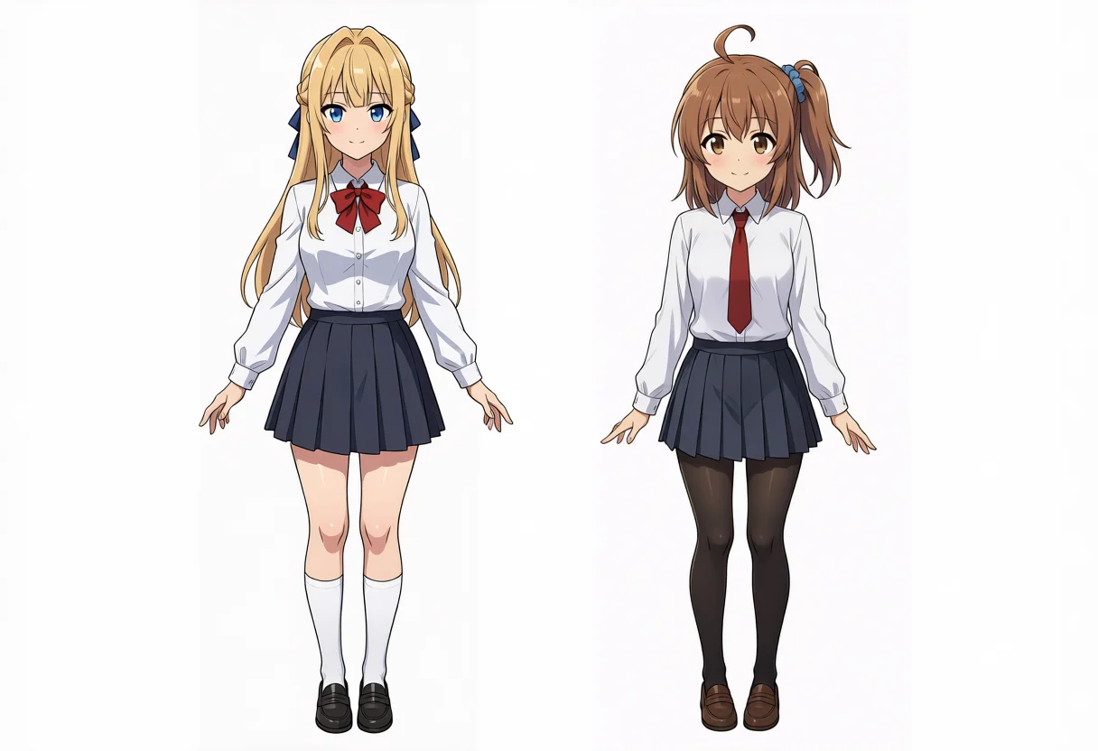 Turbo v1.1 side-by-side Kei and Kana full body, seed 300