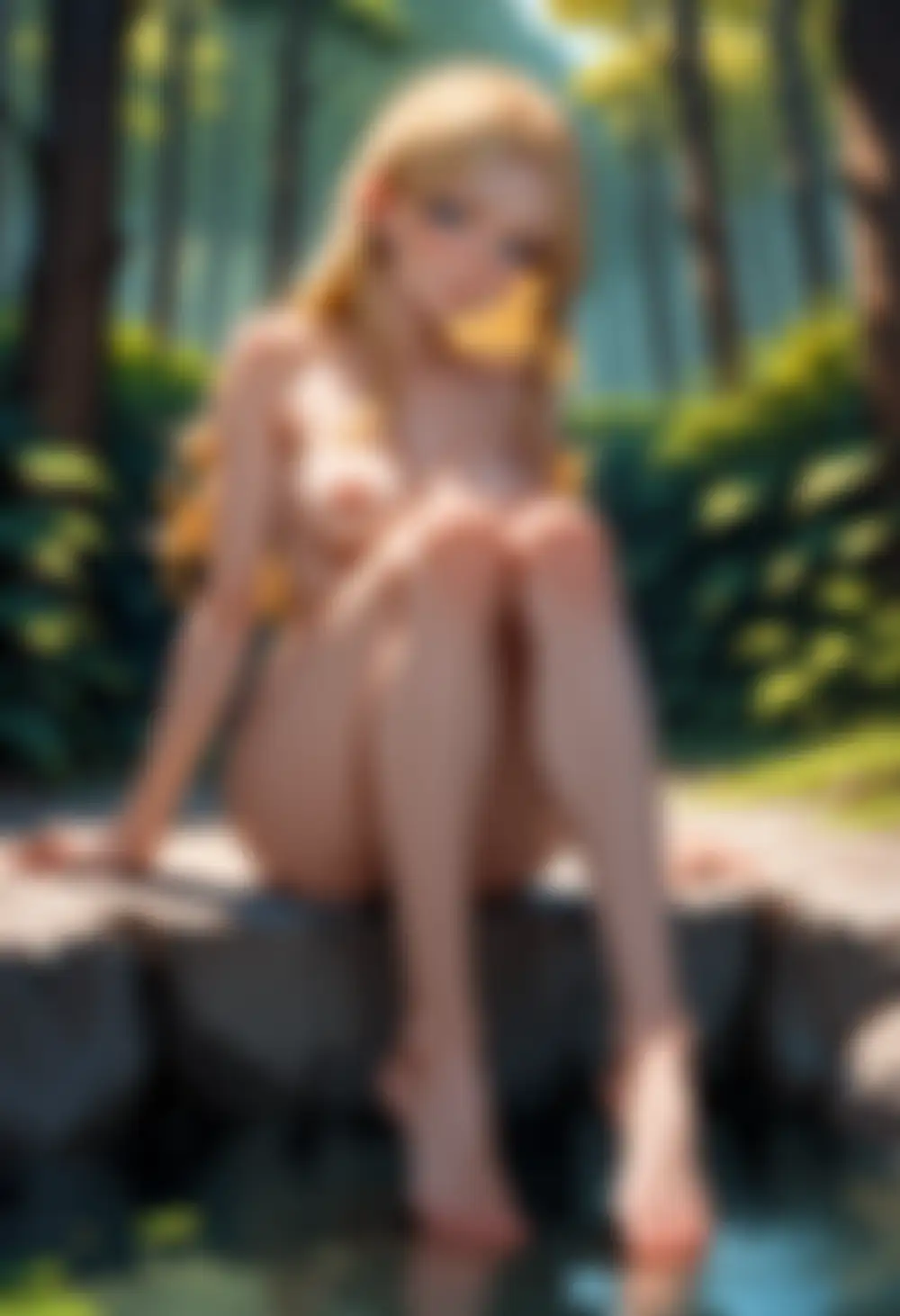 Turbo v1.1 nude test without nsfw tag blurred for publication, seed 42