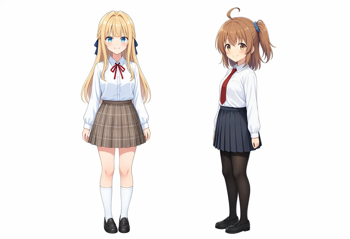 Hikari v1.2.0のけいちゃんとかなちゃんの横並び全身、seed 42