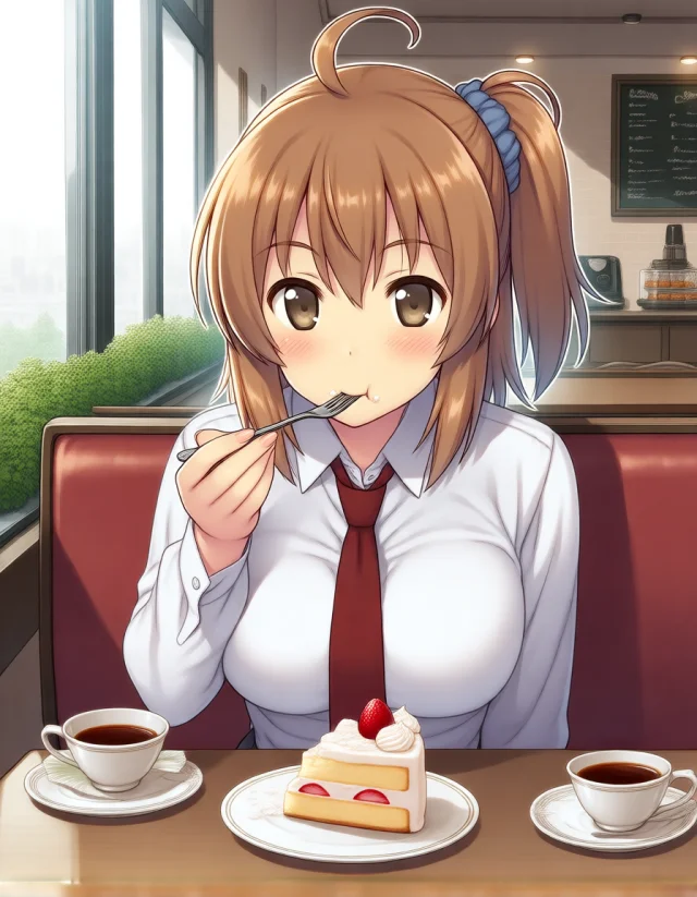 Aesthetic v1.1にかなちゃんの参照を使ったケーキの場面