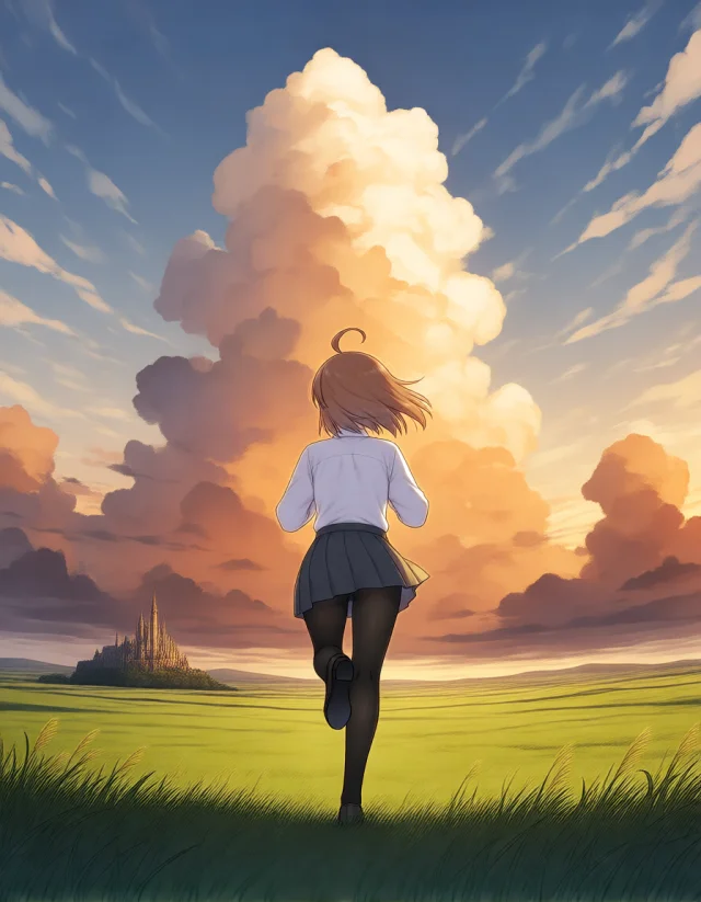 Aesthetic v1.1にかなちゃんの参照を使った走る場面