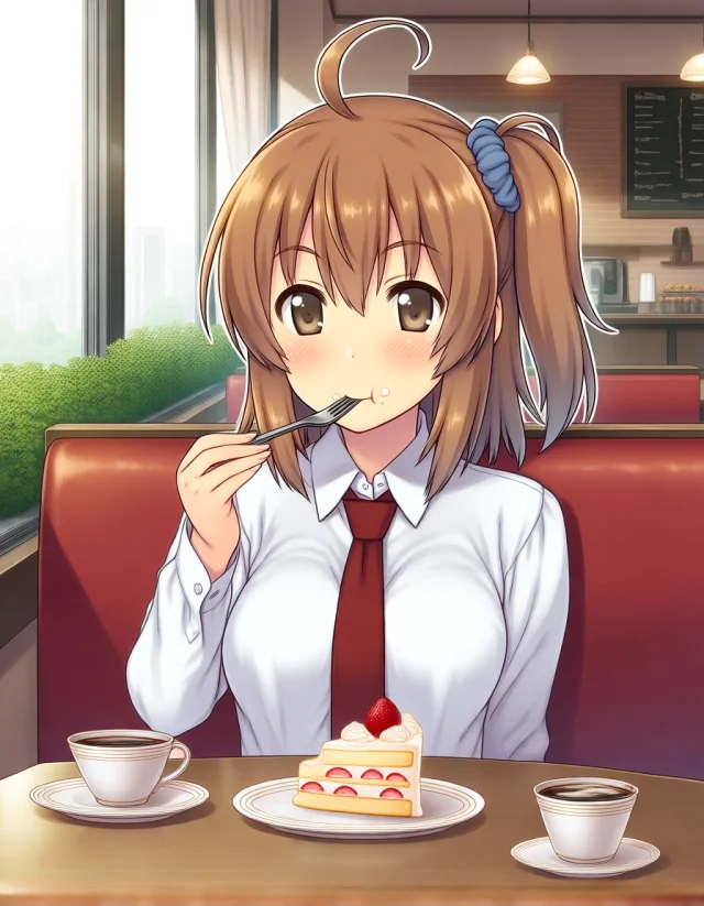 Baseにかなちゃんの参照を使ったケーキの場面