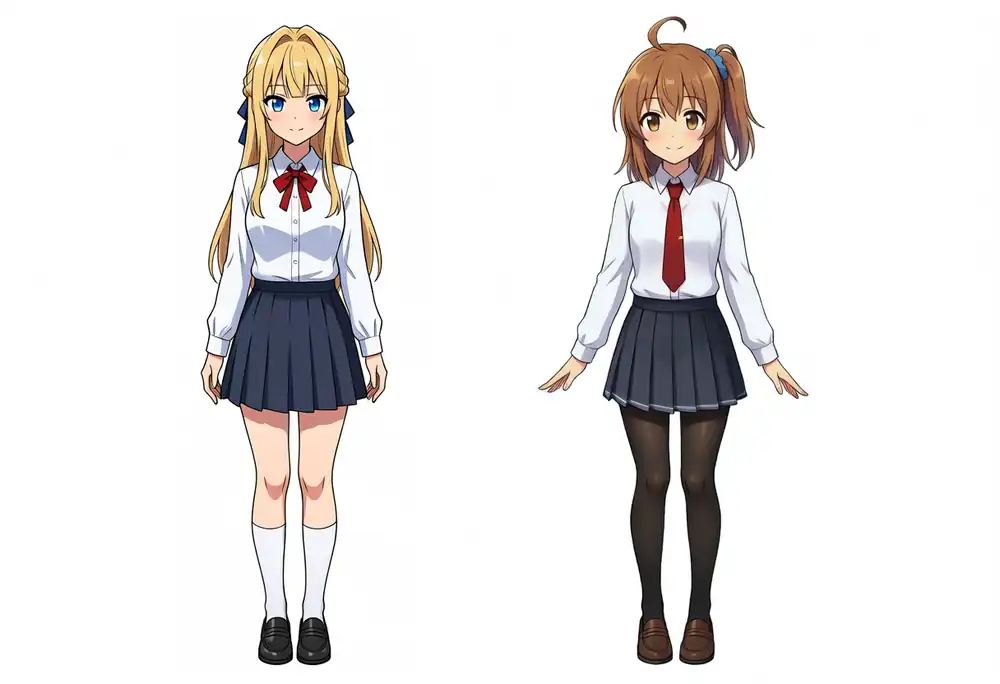 EVO-X2で出力したBase+Turbo LoRAのけいちゃんとかなちゃんの横並び全身、seed 200