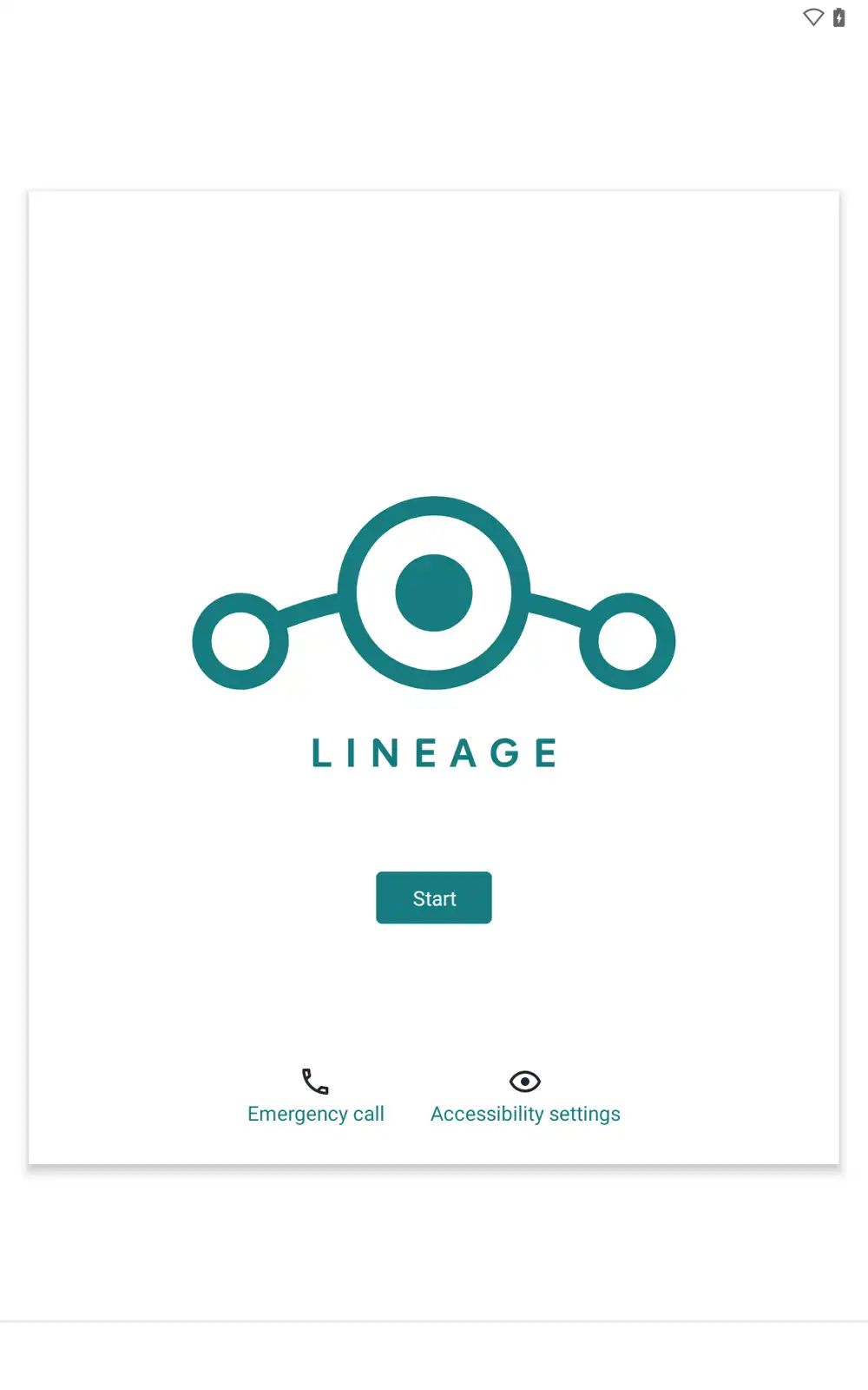 Android 11の通常起動後に表示されたLineageの初期設定画面